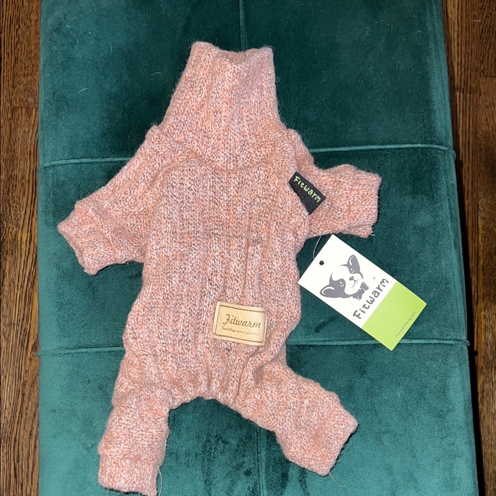 FitWarm knitted onesie for dogs.